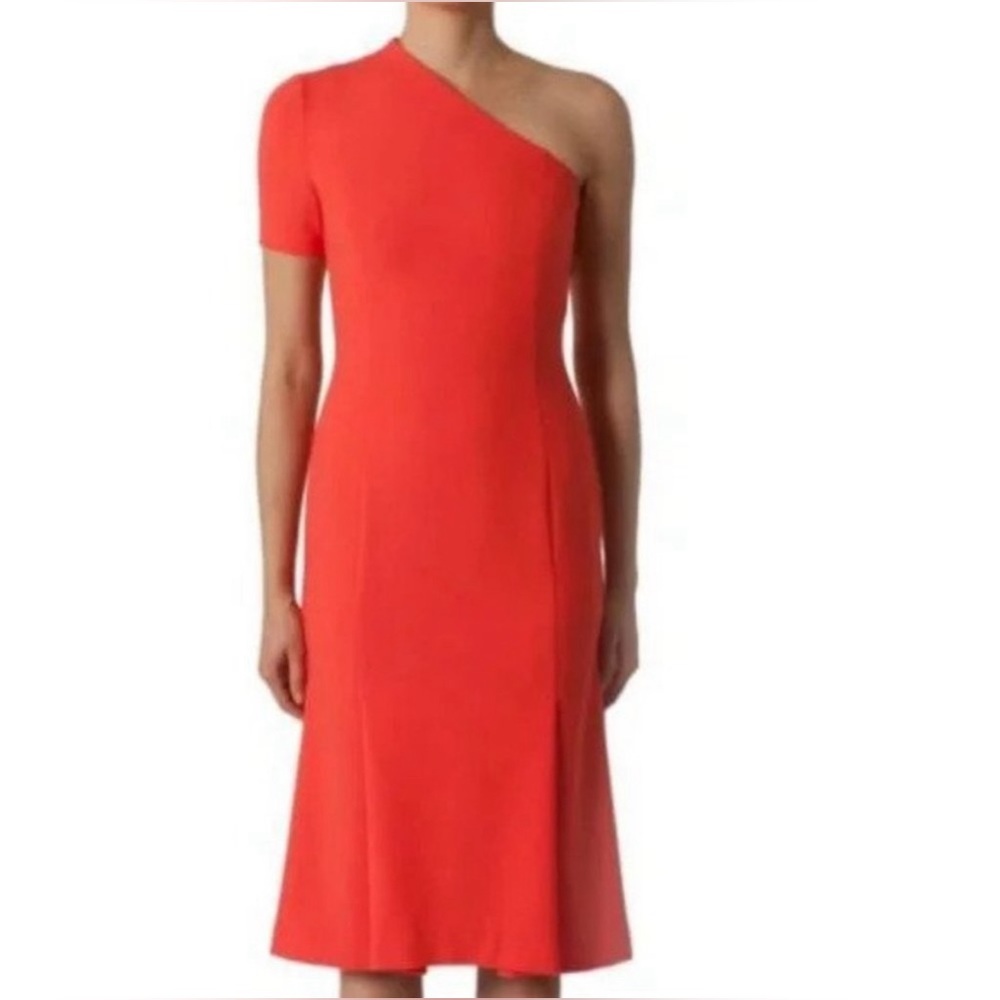 Black Halo One Shoulder Midi Dress In Canyon Coral Size 4